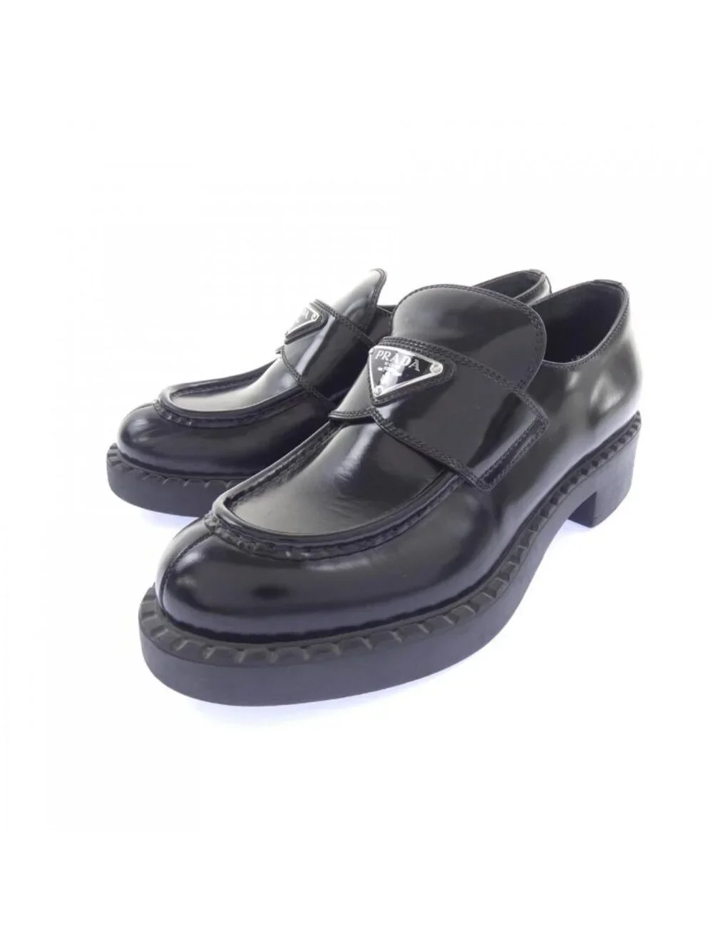 Prada Chocolate Loafers Triangle Logo Shoes